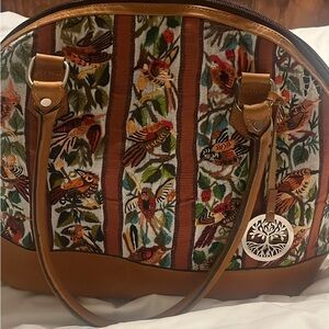 Embroidered Bird Design Shoulder Bag and hand painted wallet